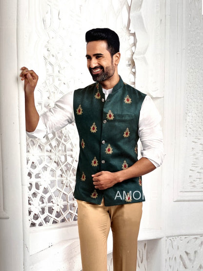 Indian Ethnic Nehru Jacket for Men, Bandi Jacket for Wedding