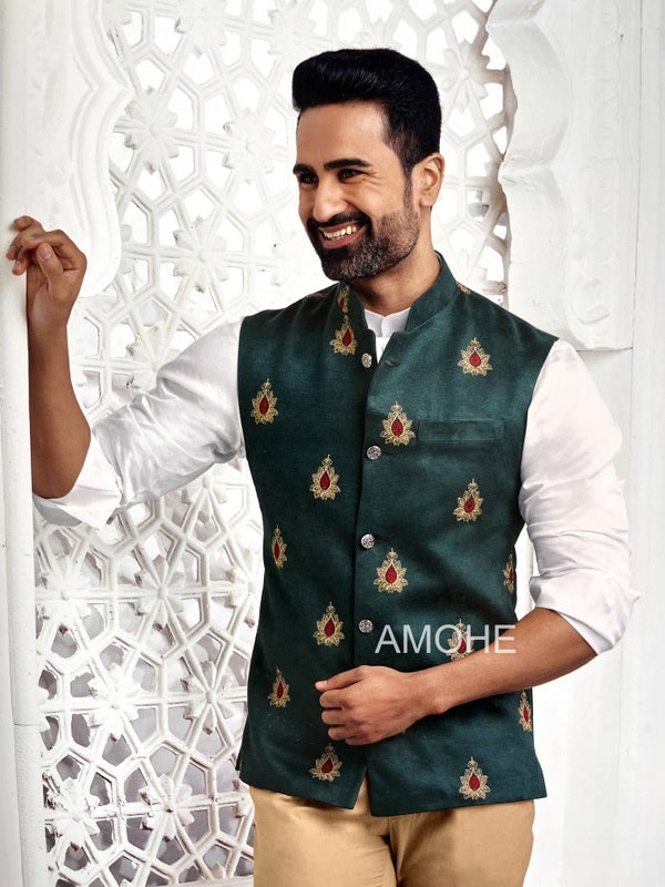 Indian Ethnic Nehru Jacket for Men, Bandi Jacket for Wedding