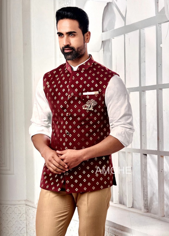 Indian Ethnic Nehru Jacket for Men, Bandi Jacket for Wedding