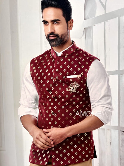 Indian Ethnic Nehru Jacket for Men, Bandi Jacket for Wedding