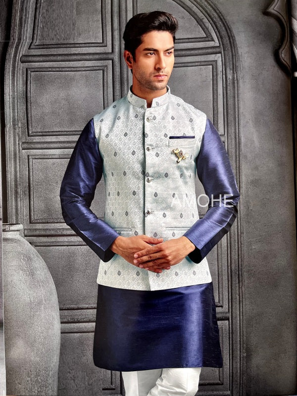 Indian Ethnic Nehru Jacket for Men, Bandi Jacket with Kurta Pajama for Wedding