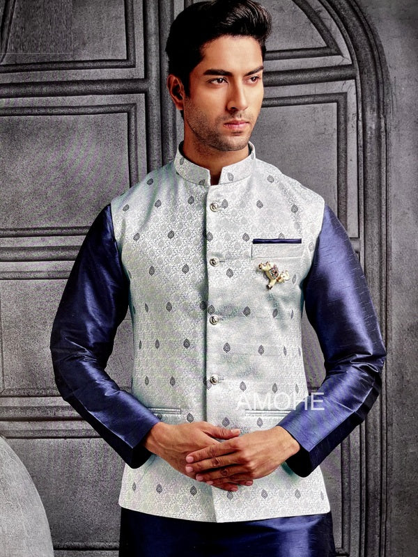 Indian Ethnic Nehru Jacket for Men, Bandi Jacket with Kurta Pajama for Wedding