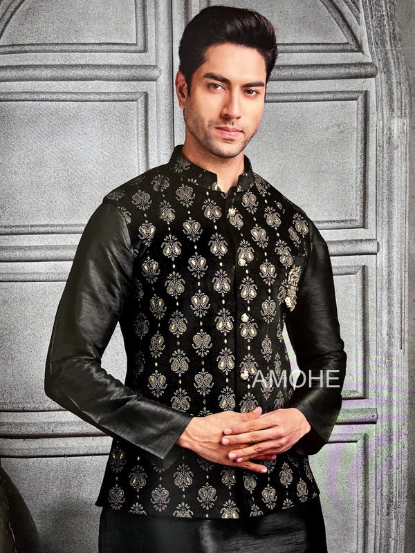 Indian Ethnic Nehru Jacket for Men, Bandi Jacket with Kurta Pajama for Wedding