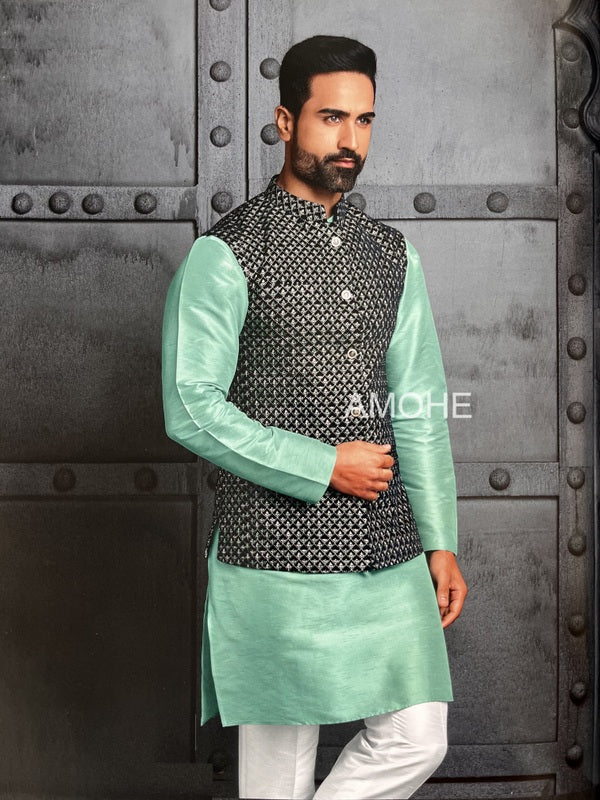 Indian Ethnic Nehru Jacket for Men, Bandi Jacket with Kurta Pajama for Wedding