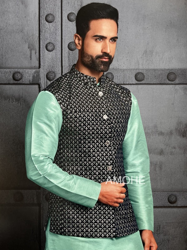 Indian Ethnic Nehru Jacket for Men, Bandi Jacket with Kurta Pajama for Wedding