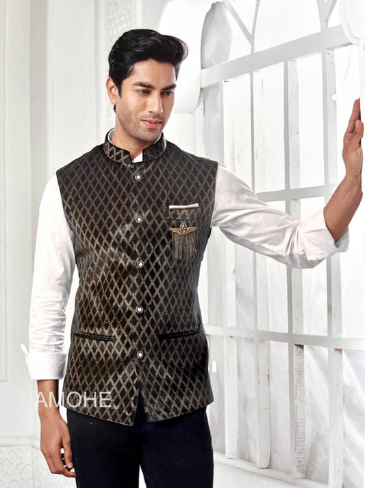 Indian Ethnic Nehru Jacket for Men, Bandi Jacket for Wedding