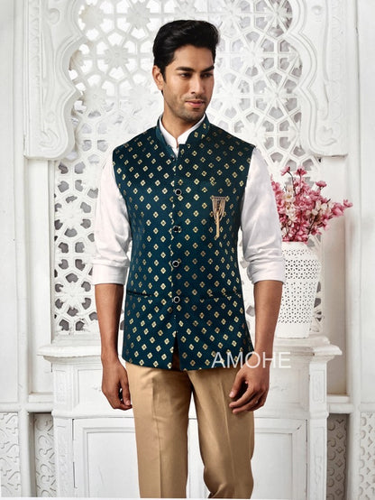 Indian Ethnic Nehru Jacket for Men, Bandi Jacket for Wedding