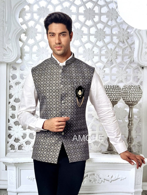 Indian Ethnic Nehru Jacket for Men, Bandi Jacket for Wedding