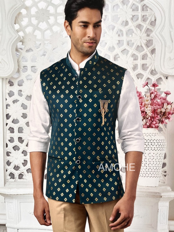 Indian Ethnic Nehru Jacket for Men, Bandi Jacket for Wedding