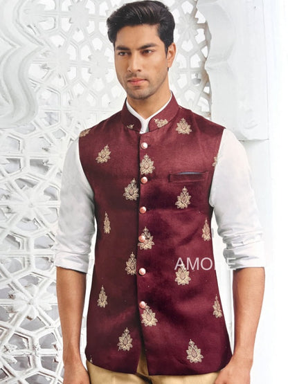 Indian Ethnic Nehru Jacket for Men, Bandi Jacket for Wedding