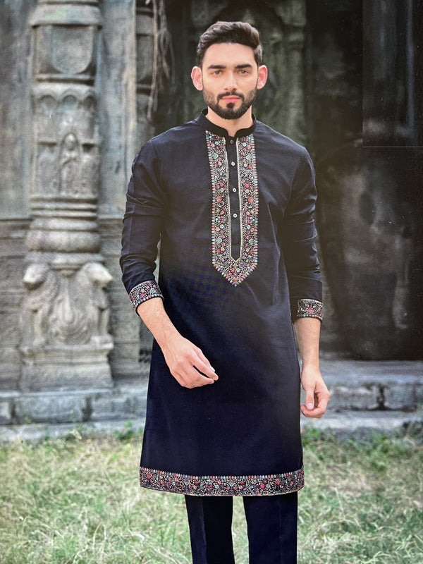 Indian Ethnic Long Open Nehru Jacket with Kurta Pajama Man