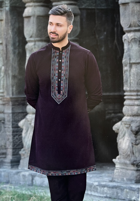 Indian Ethnic Long Open Nehru Jacket with Kurta Pajama Man