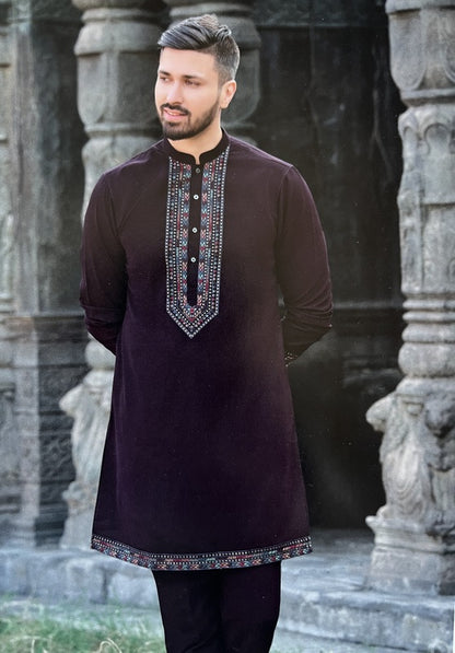 Indian Ethnic Long Open Nehru Jacket with Kurta Pajama Man